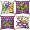 Mardi Gras Throw Pillow Covers 18x18 Set of 4 Fleur