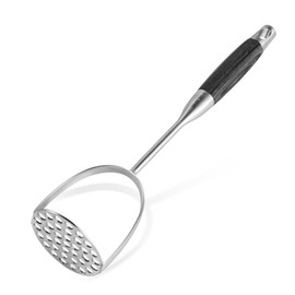 Potato Masher Stainless Steel,Wooden handle Potatoes Smasher, Manual Mashed Potato Masher Kitchen Tool for Avocado,Potatoes, Vegetables, 13.5Inch Long handle Large Heavy Duty Metal Mashing Utensil
