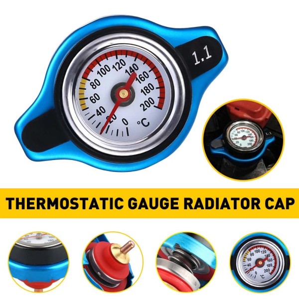 Unbranded Thermostatic Gauge Radiator Cap Small Head Water Temp Meter