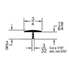 20ft Roll of 3/4" Plastic T-Molding (Blue)