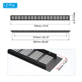 PATIKIL 27.6 x 2.4 Inch Door Air Vent Cover, 2pcs Aluminum Grille Ventilation Cover Louvered with Mounting Screws for Cabinet Wardrobe Door, Black