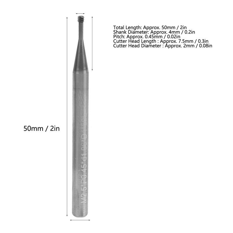 Milling Cutter Tungsten Steel Thread Carving Bit 3‑Tooth 60° CNC