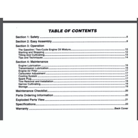 Troy-Bilt Troy Bilt Mini Tiller Cultivator Model 12001 12001C Owners Manual 24 pages 1996