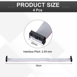 MECCANIXITY 4 Pcs IDC Flat Ribbon Cable, 2.54mm Pitch 23mm Width 10cm Long 18 Pin FC to FC Flat Ribbon Connector Jumper Wire for PC, LED Displays