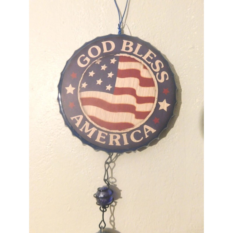 MINI PATRIOTIC BOTTLE CAP WIND CHIME-6005