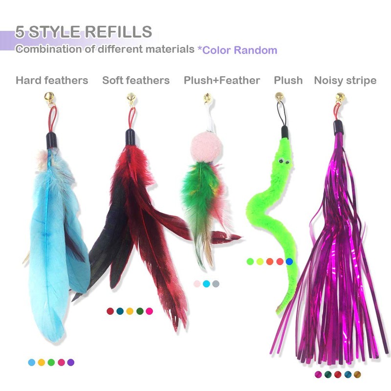 coubon Cat Toy Wand, Interactive Feather Teaser Cat Toys Set,