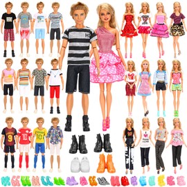 Barwa 39 Accessories Selected Randomly for 11.5 Inch Girl and Boy Dolls: 10 Clothes + 4 PCS Shoes for Boy Dolls + 5 Tops + 5 Pants + 5 Dresses + 10 PCS Shoes for 11.5 Inch Girl Dolls