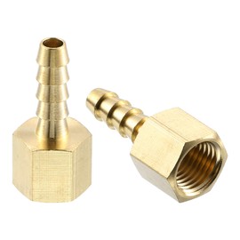 sourcing map 2 Pcs Brass Hose Barb Fitting, 1/4" Barb x 1/4" NPT Female Brass Barb Pipe Fitting Adapter for Connect Pipes Mechanical Devices Plumbing Equipment
