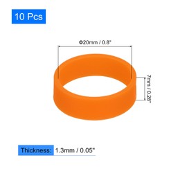 uxcell 10Pcs Silicone Rubber Bands, 20x7mm Rubber Bands Rings Cable Ties Strong Elastic Bands Non-slip for Cord Wrapping Bag Wraps, Orange