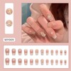 24Pcs Christmas Press on Nails Medium Coffin Fake Nails Nude