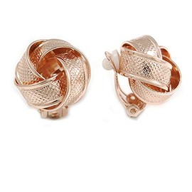 20mm D/Rose Gold Tone Textured Knot Clip On Earrings