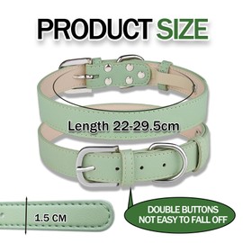 Leather Dog Collar, Adjustable Leather Padded Puppy Collar, Soft Touch Heavy Duty, Dog Pet Collars for Small Size Dogs with Safety Metal Buckle