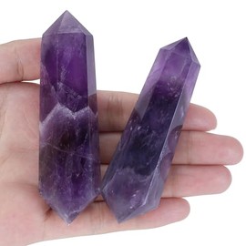 QINJIEJIE QINJIEJIE Gro? Kristalle Steine Amethyst Sechseckige Edelsteine Heilsteine Natrliche Hexagonal Punkte Kristall Reiki Meditation Edelstein 8-9cm 1PC