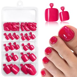 AddFavor 120pcs Burgundy Press on Toenails for Women, Toe Nail Press on Square Fake Toenails Full Cover Toenail Press ons Fake Toe Nail Tips Glue on Toenails, 12 Sizes Toe Press on Nails