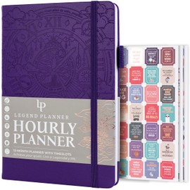 Legend Planner Hourly Schedule – Weekly & Daily Organizer with Time Slots. Appointment Book Journal for Work, Undated, A5 (Purple)