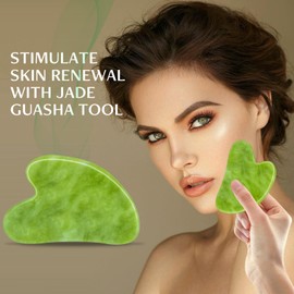 Disemot Gua Sha Facial Tools, Natural Anti-Aging Jade Beauty Skin-Care Tool, GuaSha to Rejuvenate Facial Skin Cooling, Slimming & Firming, Great as Stocking Stuffers