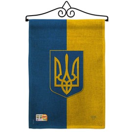 Ukraine Garden Flag Set Wall Hanger Regional Nation International World Country Particular Area Small Decorative Gift Yard House Banner Double-Sided Made in USA 13 X 18.5