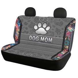 Howilath Dog Mom Paw Boho Floral Print 4 Pcs Car Seat Covers Full Set, Front Seat Covers and Backrest Bench Protector, Universal for Most Cars Trucks Suvs