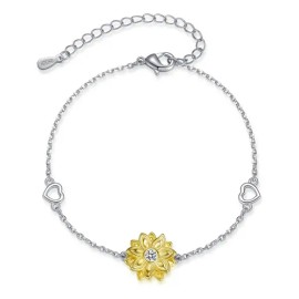 Pulseras De Girasol Plata 925 Joyeria Regalo Para Mujeres Plateado