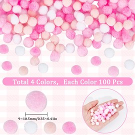 SUNNYCLUE 400Pcs Small Pink Pompoms Fuzzy Balls Bulk Valentine's Day 10mm Mini Pom Pom Ball Soft Round Fluffy Puff Cat Kitten Googly Pom Poms for DIY Art Crafts Garland Charms Party Decor Supplies