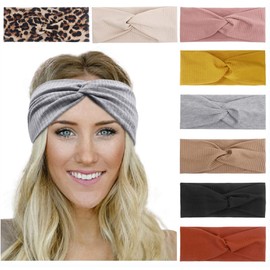 Turban Headbands for Women Boho Wide Twist Head Bands for Short Hair Non Slip Thick Head Band Headwraps, Solid Color