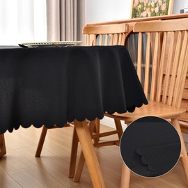 Amonsa Oval Tablecloth 60 x 102 inch for 8-10 Seats Washable Dining Table Cloths Polyester Fabric Black