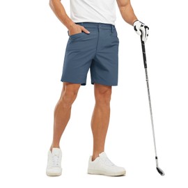 Rdruko Men's Stretch Golf Shorts 7" Dress Casual Elastic Waist Lightweight Quick Dry Flat Front Hybrid Hiking Walking Flex Shorts, Denim Blue, 40