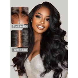 UNICE HD Bye Bye Cap Wig Body Wave 13x4 Invisible Lace Front Glueless Wigs Human Hair Pre Everything Pre Plucked Bleached Knots Human Hair Wig with Elastic Drawstring Black Wig 180% Density 18 Inch