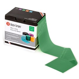 Body Sport Exercise Bands - 25 yd. Roll of Heavy Resistance Bands for Stretching, Fitness or Physical Therapy, Non-Latex - Extra Heavy Medium Resistance - Green