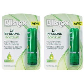 Blistex Lip Moisturizer Lip Infusions Soothe, Cucumber & Calendula, 0.13 oz (Pack of 2)