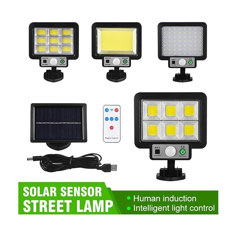 SQUADO JFJ Solar-Gartenleuchten für den Außenbereich, 117 LEDs, 3 Modi,