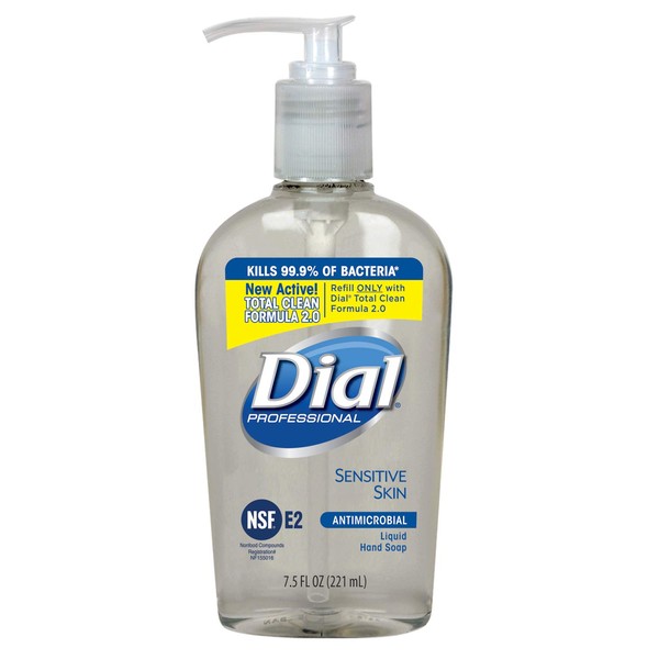 Dial Professional Sensitive Skin Antibacterial Liquid Hand Soap, 7.5 OZ Pump Bottle (Pack of 12)