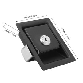 RV Door Lock, Car Door Lock, Tool Box Latch, 85 x 68 x 20 mm, Stainless Steel Flush Mounted Door Lock Paddle Handle Lock with 2 Keys, Entrance Door Lock for Motorhomes, Caravans, Trucks