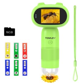 TOMLOV P30 Microscope for Kids, Portable 1000X Slides Digital Microscope with 2" Screen, HD 16MP Camera & 1080P Video, Pocket Coin Magnifying Glass with Light, Mini Handheld Magnifier for Trichome