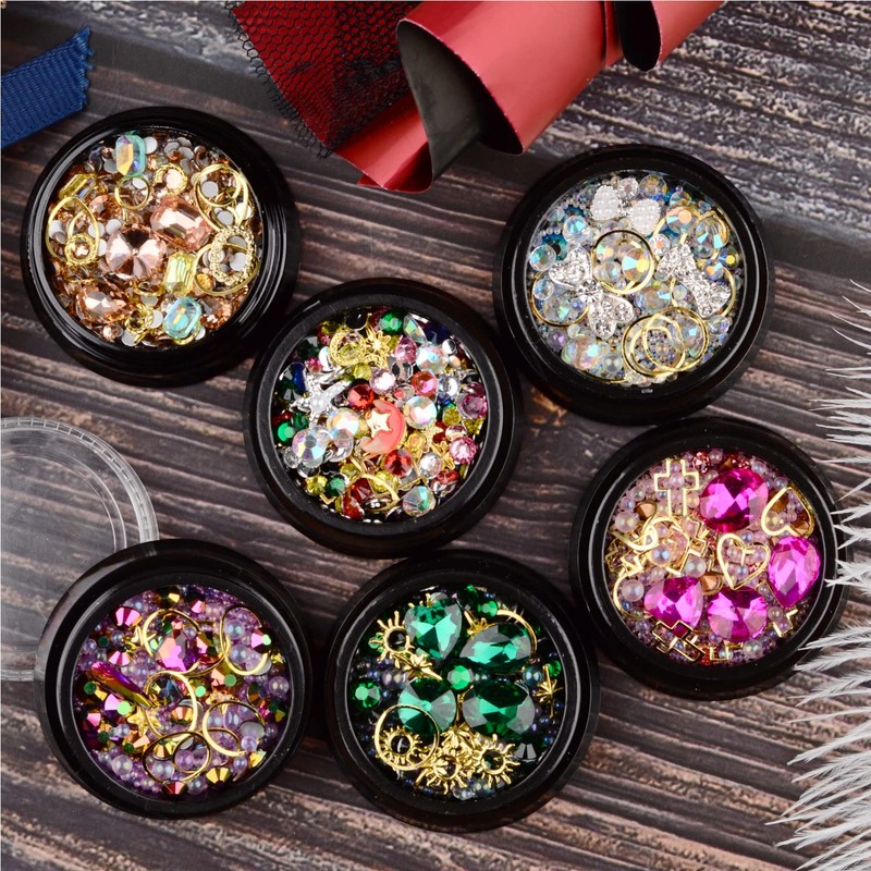 editTime 6 Wheels Mixed Sparkle Nail Art Rhinestones Diamonds Crystals