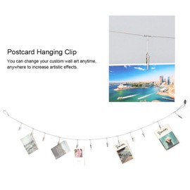 HERCHR Picture Holder for Wall, Wire Rope Photo Clip Picture Hanging Wire with 12 Clips for Hanging Photos Notes and Artworks Wall Decoration Memorandum Postcard Recording