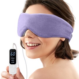 YFONG Heated Eye Mask, Warm Eye Compress Mask for Dry Eyes, USB Electric Heating Pad with Temperature & Timer Control, Dry Sleep Mask for Relax & Reduce Strain Dark Circle Stye Treatment, Purple