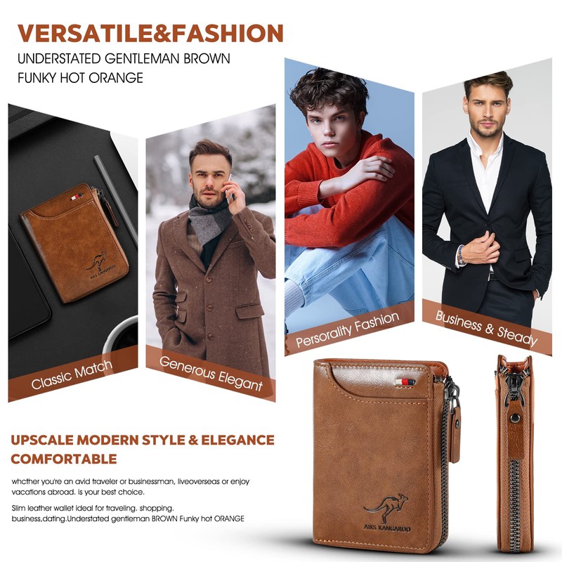 Sevitini Men's Leather Wallet, Genuine Leather Wallet with RFID Protection,