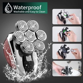 Detachable Head Shavers for Bald Men, Bald Head Shavers for Men Waterproof Wet&Dry, 7D Electric Head Shaver for Men with Hair Sideburns Trimmer, 6 in 1 Electric Razor Cordless Men's Grooming Kit