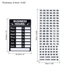 PATIKIL Business Hour Sign, 1 Set 8"x12" PVC Self Adhesive Operation Hour Changeable Store Hours Sign with Number Sticker for Store Business Shop, Black