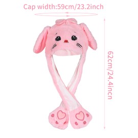 Fadcaer Plush Animal Ear Hat for Child Girl Funny Cat Unicorn Hat with Moving Ears Pop Up Ears Jumping Hat Cute Cartoon Animal Toy Anime Costume for Easter Christmas Party Gifts (Pink Cat)