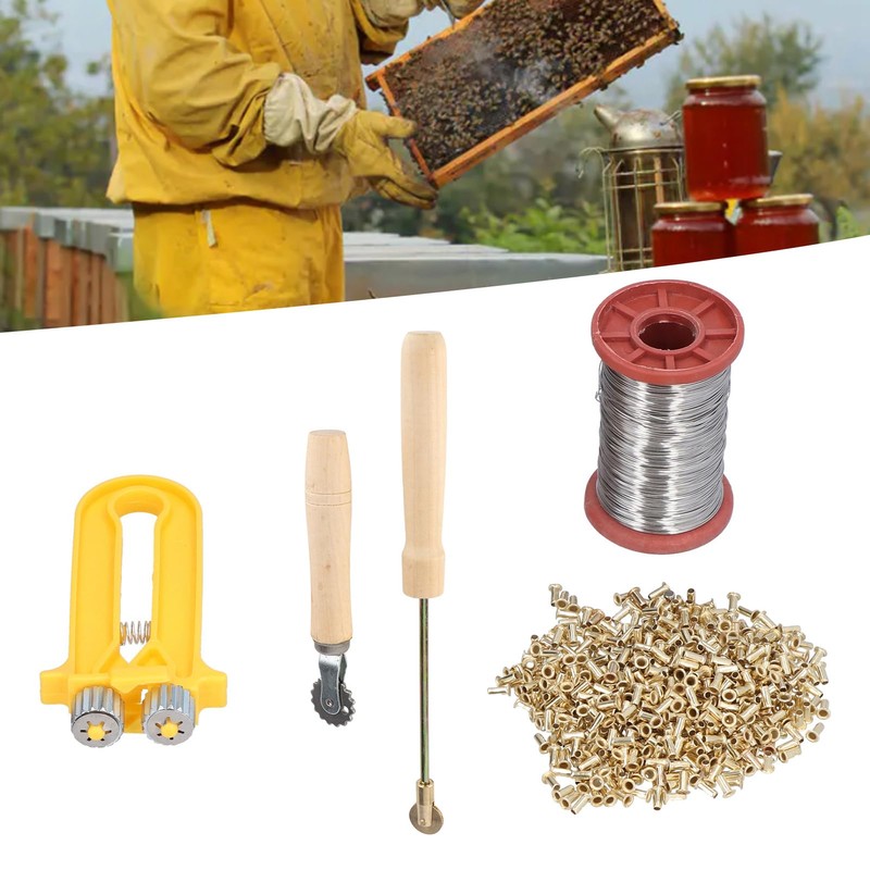Wire Embedder Beehive Frame Tensioner Kit, Includes Copper Eyelets, Iron
