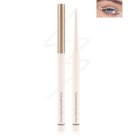 White Eyeliner for Waterline, Matte Gel Eyeliner Pencil Waterproof Smudge Proof, Ultra-Fine Tip, Cream Smooth Colored Eye Liner, Quick-Drying Long-Lasting, High Pigmented Eye Brightener Pen Makeup-05