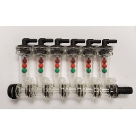Wilger 6 Column Flow Indicator w/ 3/8" 90° Outlets & 3/4" Straight Inlet 976-204606
