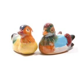 DMtse Feng Shui Ceramic Pair Mandarin Ducks for Love & Fidelity (2 6/8 inch Small Size) Figurines for Happy Love Lucky Gift