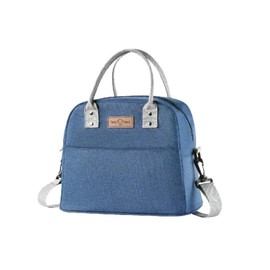 GATG Lunch Bag, Insulated Lunch Tote Lunch Pouch Thermal Lunch Organizer Leakproof Lunch Cooler Bag for Women Men Work School Picnic Travel (Blue, with Zip & Shoulder Strap)