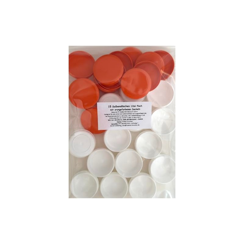 15 ointment containers, cream containers, flat ointment jar, 12 ml