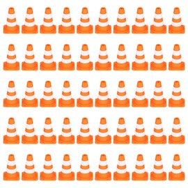 BOHUIZ 50Pcs Mini Traffic Cones, Plastic Miniature Road Safety Cones, Mini Traffic Signs Barricades Signs Roadblock Toys Early Educational Cognitive Safety Cone for Street Sign Training Models