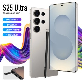 High Quality Original 5G S25 Ultra Smartphone with Deca Core CPU 16GB+1TB Dual SIM HD Screen 108MP Rear Camera 65W Charge-Newcolor: Gray, ram: 16g, storage capacity: 1TB, plug: AU