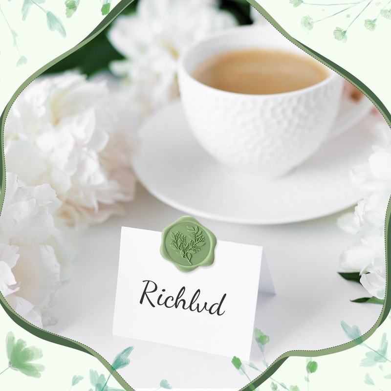 Conelist 50 Pcs Sage Green Wax Seal Stickers for Wedding